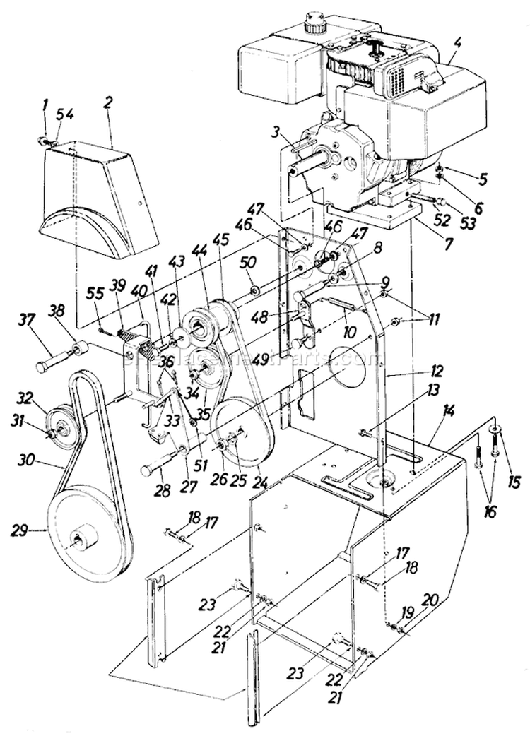 Page B Diagram and Parts List for 1990 MTD Snow Blower