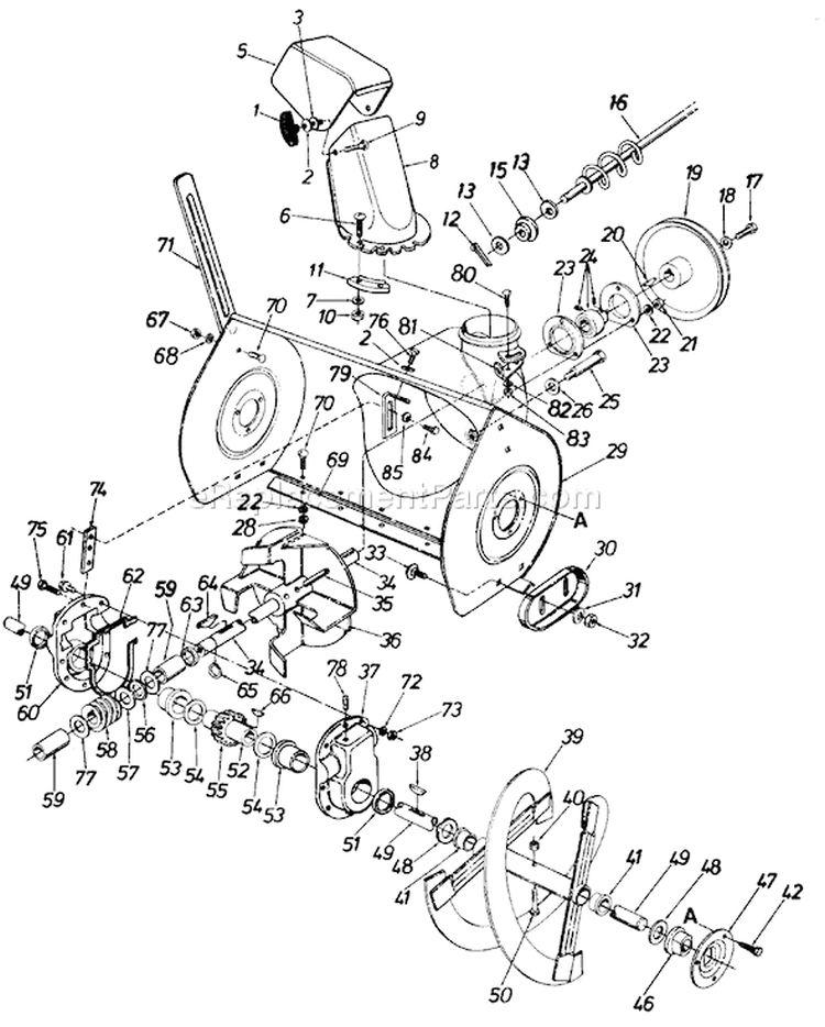 Page C Diagram and Parts List for 1990 MTD Snow Blower