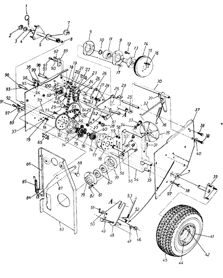 Page D Diagram and Parts List for 1990 MTD Snow Blower