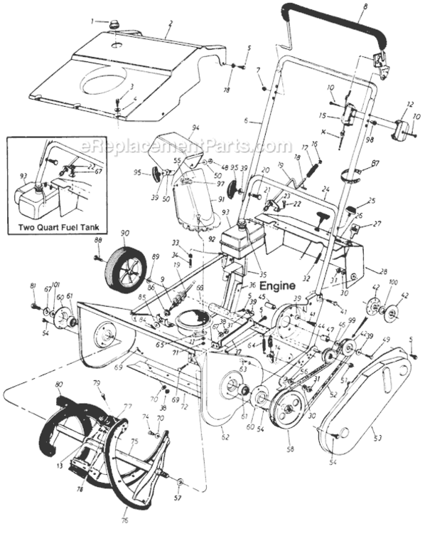 Page A Diagram and Parts List for 3/21 1991 MTD Snow Blower