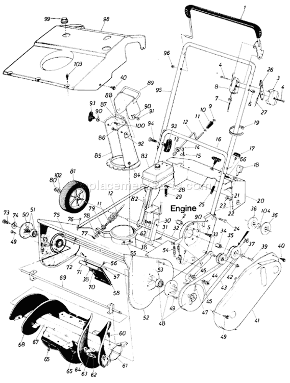 Page A Diagram and Parts List for 1985 MTD Snow Blower