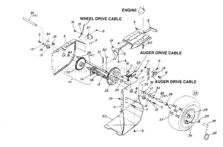 Page D Diagram and Parts List for 1992 MTD Snow Blower