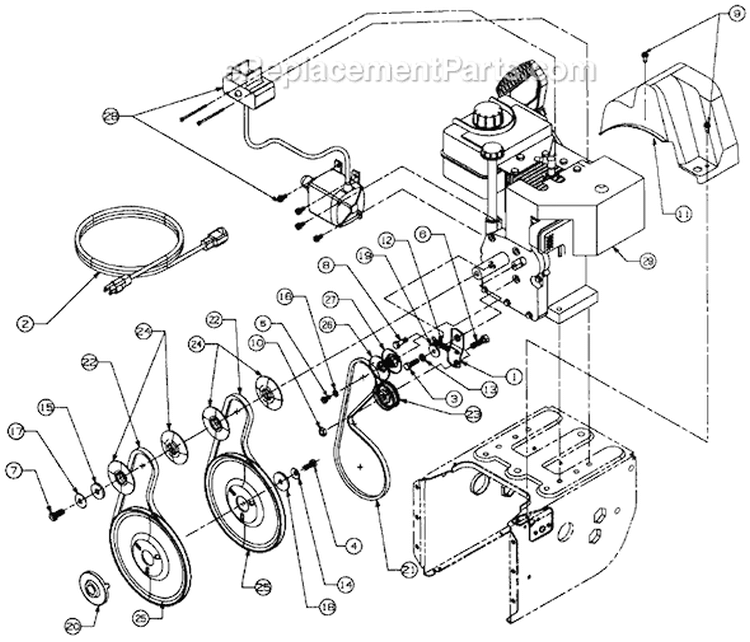 Page B Diagram and Parts List for 1996 MTD Snow Blower