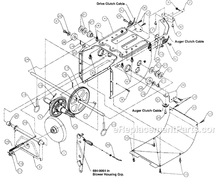 Page C Diagram and Parts List for 1996 MTD Snow Blower