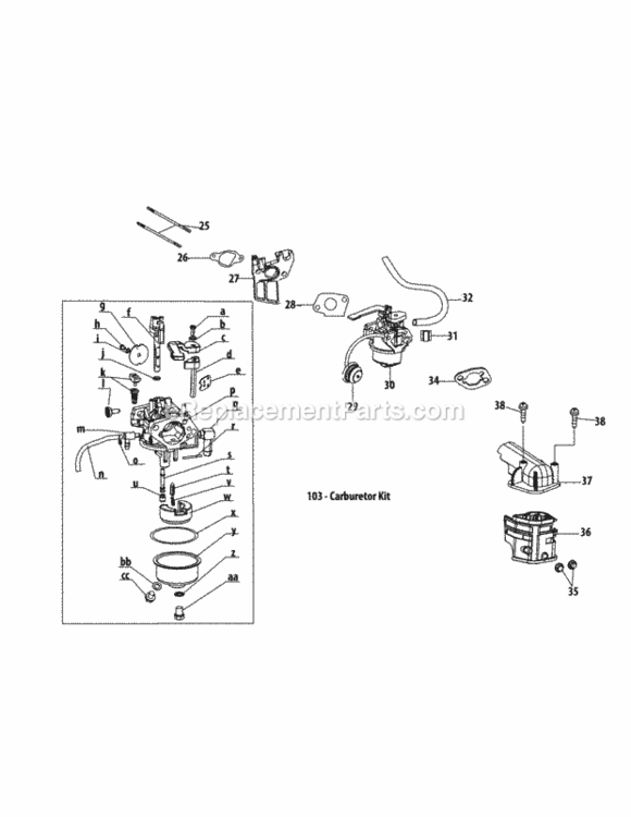 Page A Diagram and Parts List for 2014 MTD Snow Blower