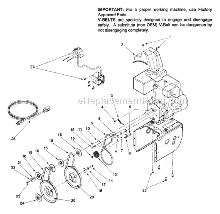 Page B Diagram and Parts List for 1999 MTD Snow Blower