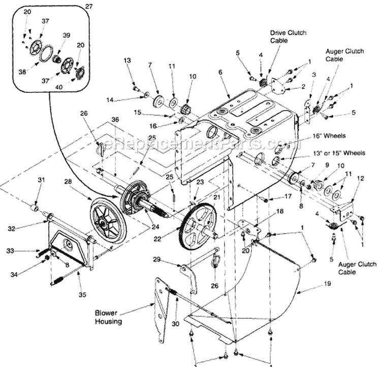 Page C Diagram and Parts List for 1999 MTD Snow Blower