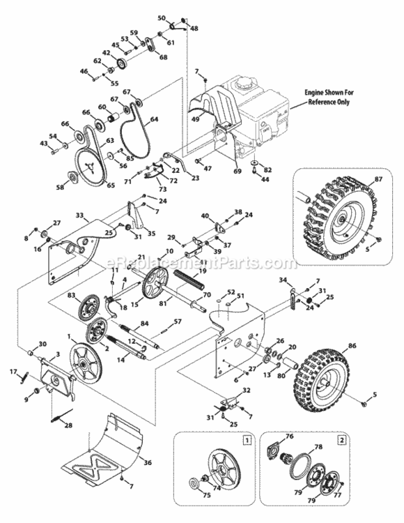 Page H Diagram and Parts List for 2014 MTD Snow Blower