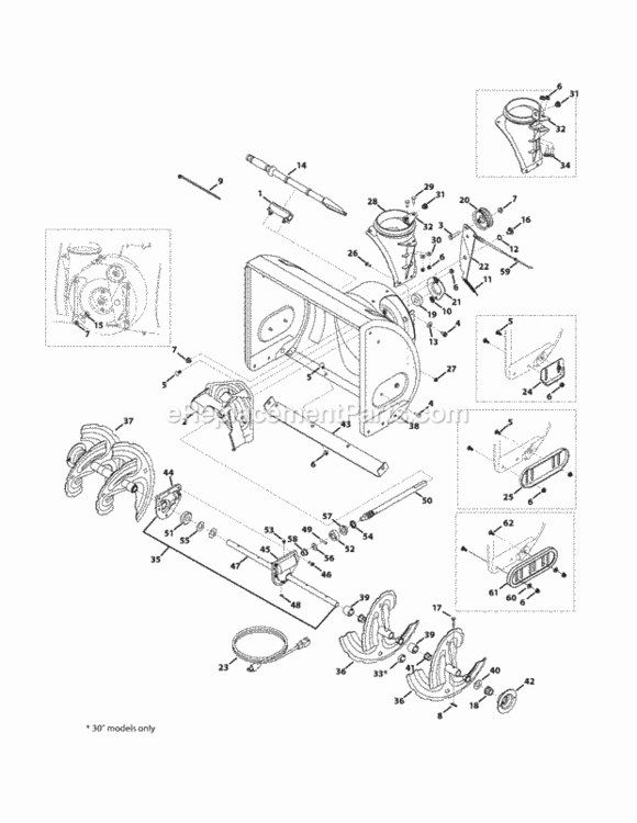 Auger_And_Housing Diagram and Parts List for 2010 MTD Snow Blower