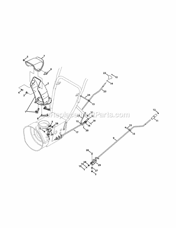 Chute_Standard_2-Way Diagram and Parts List for 2010 MTD Snow Blower