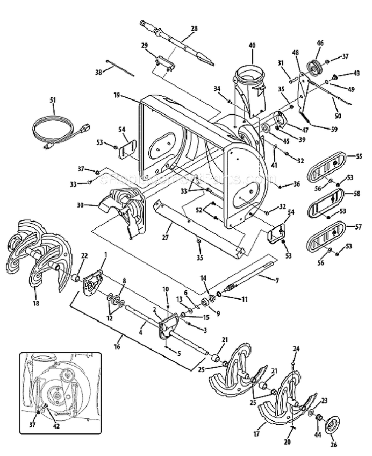 Auger  Auger Housing Diagram and Parts List for 2008 MTD Snow Blower