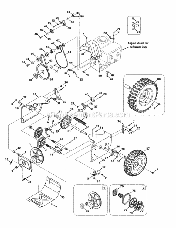 Page H Diagram and Parts List for 2013 MTD Snow Blower