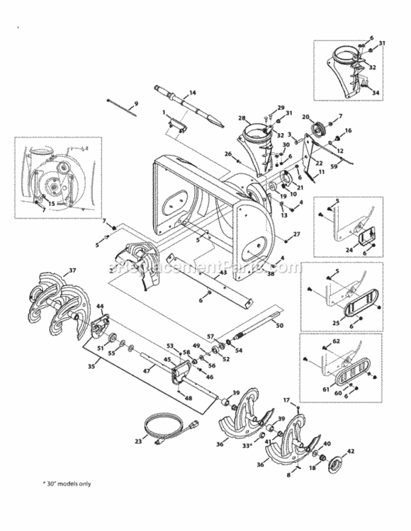 Page G Diagram and Parts List for 2012 MTD Snow Blower