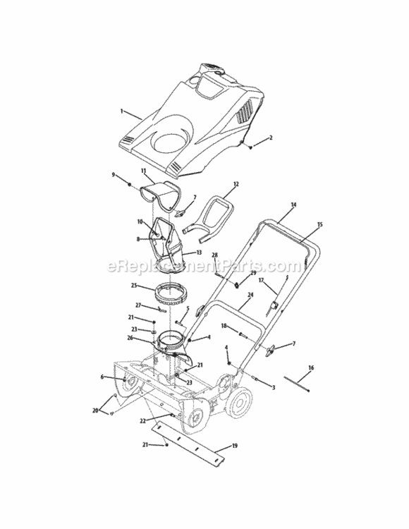 Shroud_Chute_And_Handle Diagram and Parts List for 2010 MTD Snow Blower