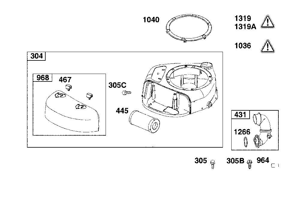 Blower housing/air cleaner Diagram and Parts List for  MTD Lawn Tractor