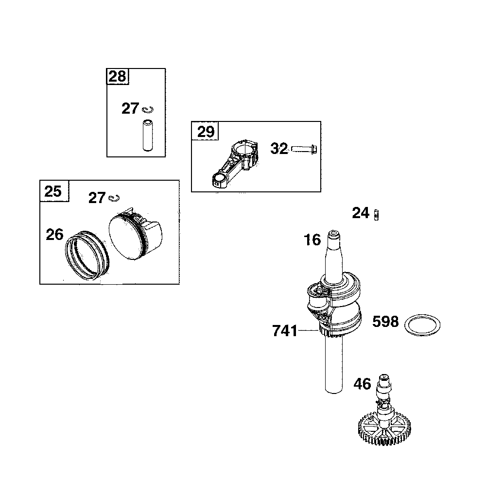 Crankshaft Diagram and Parts List for  MTD Lawn Mower