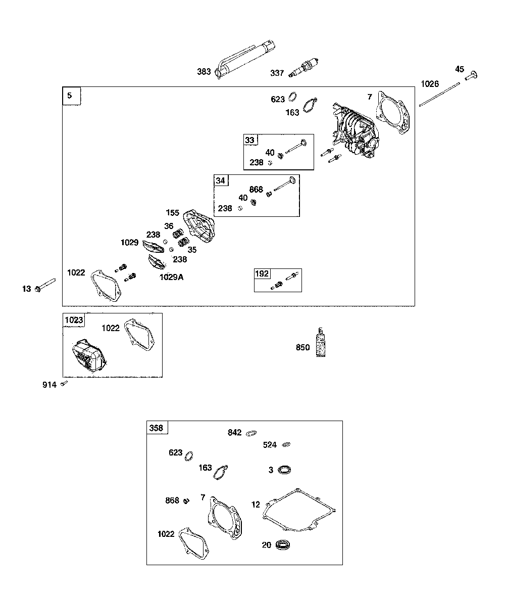 Cylinder head Diagram and Parts List for  MTD Lawn Mower