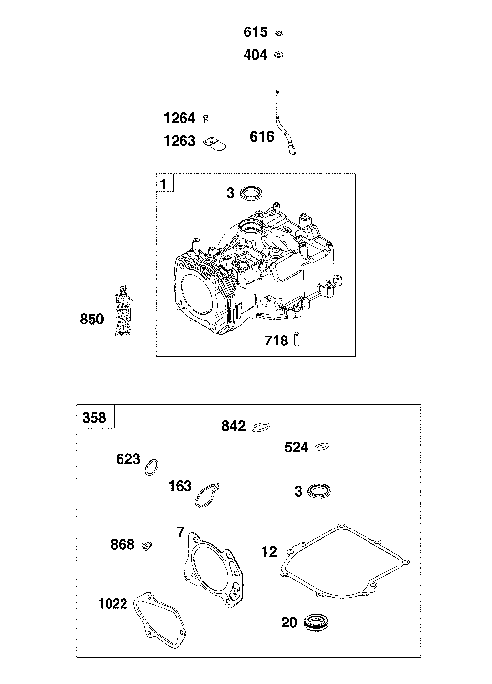 Cylinder Diagram and Parts List for  MTD Lawn Mower