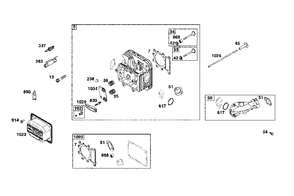 Cylinder head Diagram and Parts List for  MTD Lawn Tractor