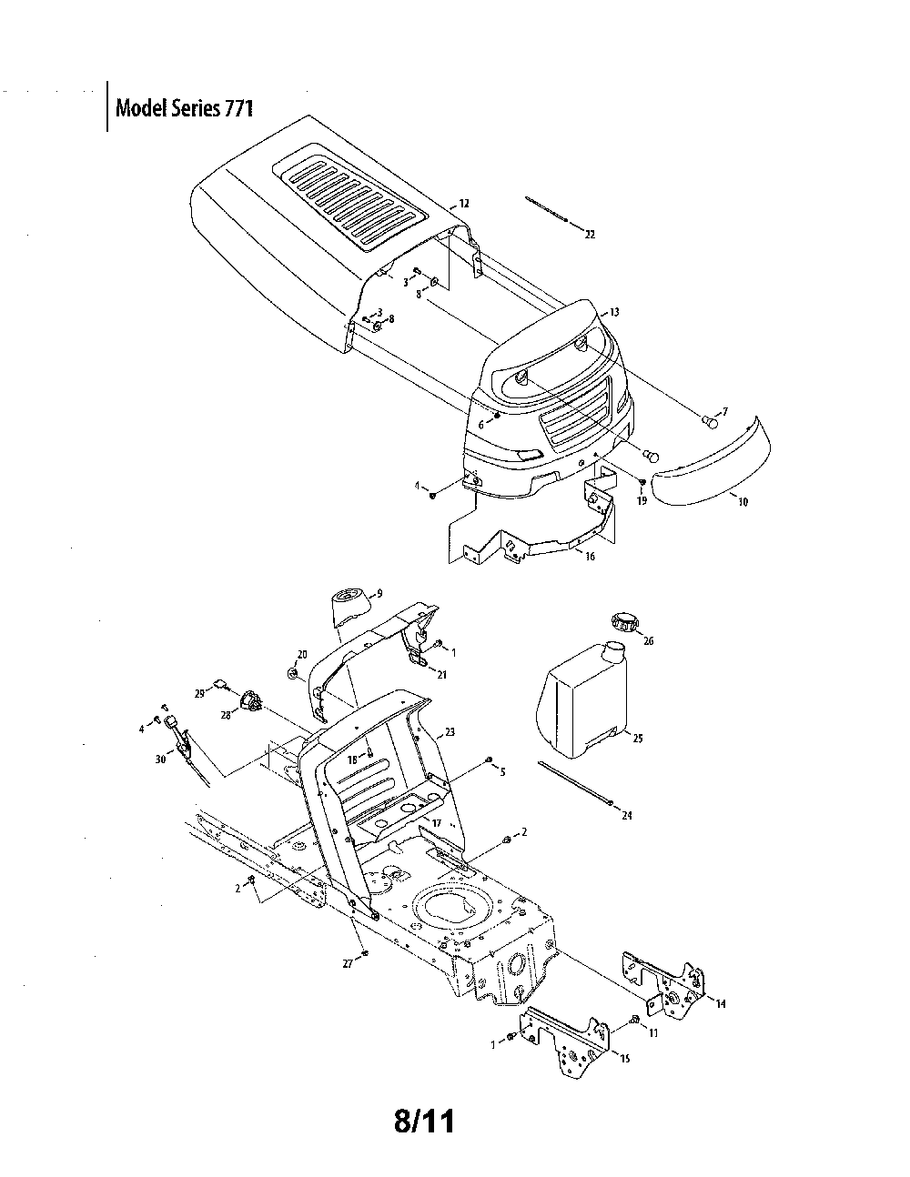 Bumper & hood - series 771 Diagram and Parts List for  MTD Lawn Tractor