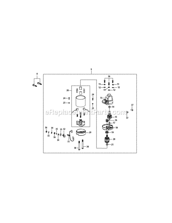 4P90Jt_Starter_Assembly Diagram and Parts List for  MTD Engine