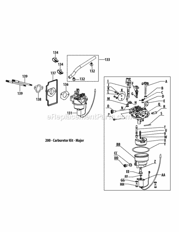 4P90Jua_Carburetor_Assembly Diagram and Parts List for  MTD Engine