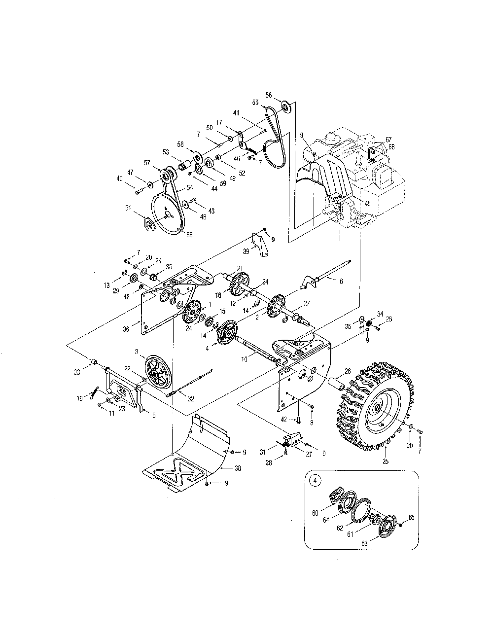 Drive Diagram and Parts List for  MTD Snow Blower