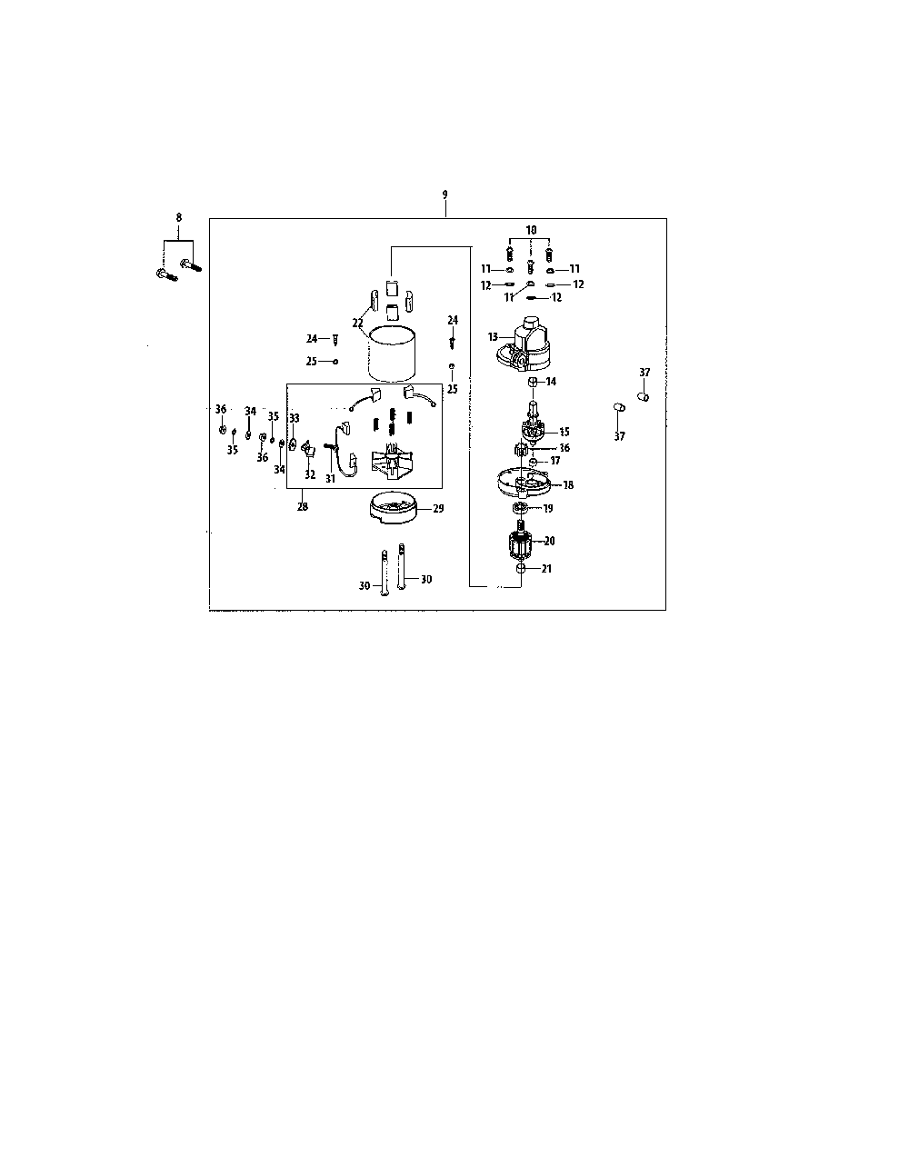 Starter Diagram and Parts List for  MTD Engine