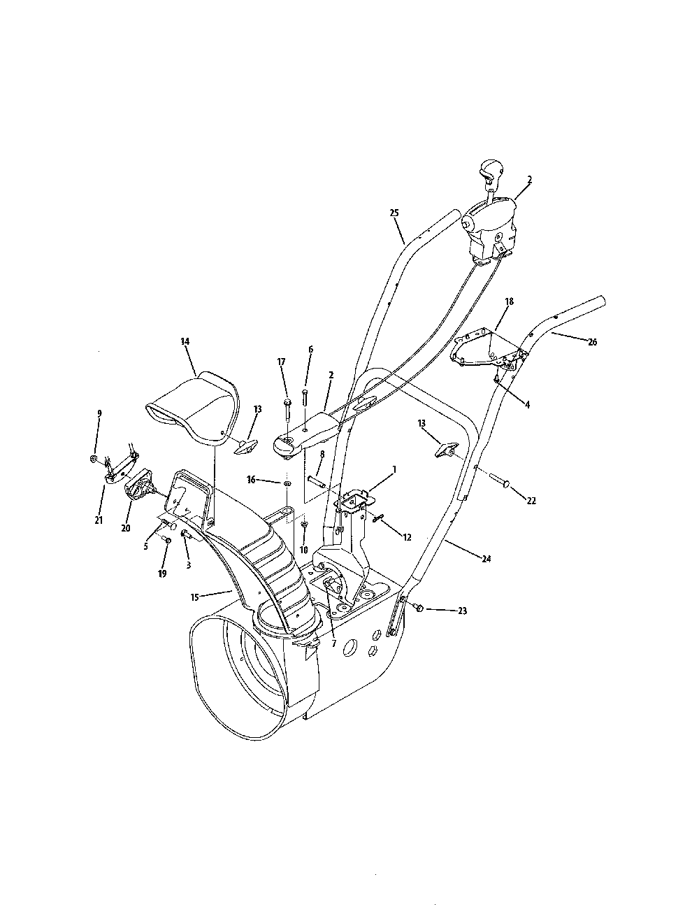 2-way & 4-way extended chute Diagram and Parts List for  MTD Snow Blower