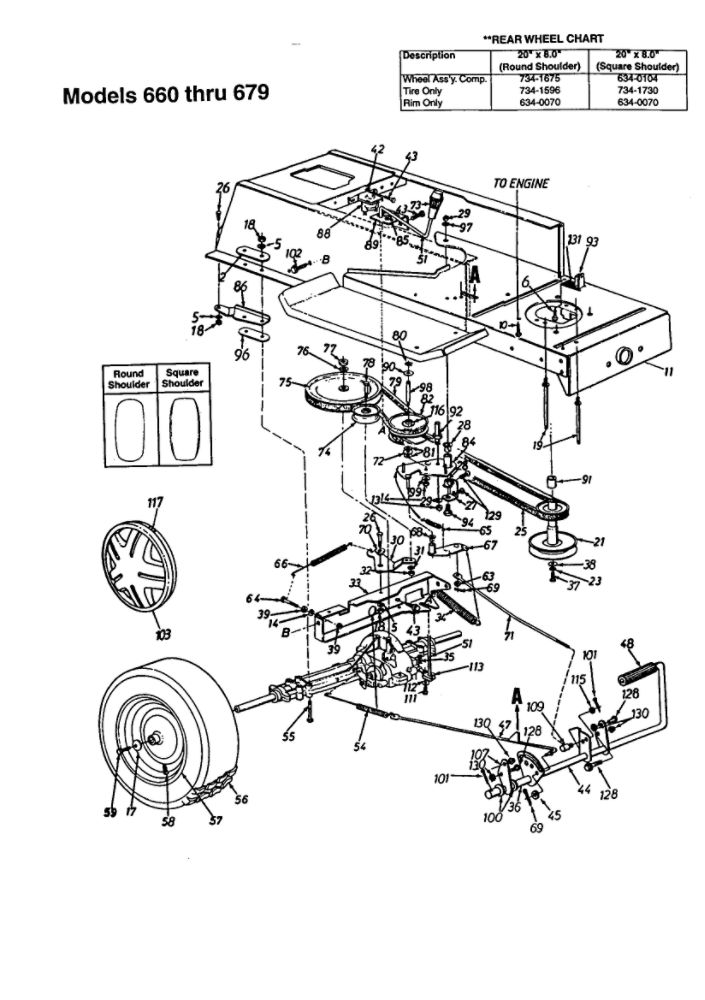 Drive Diagram and Parts List for  MTD Lawn Tractor