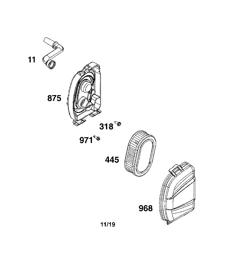 Air cleaner Diagram and Parts List for  MTD Lawn Mower