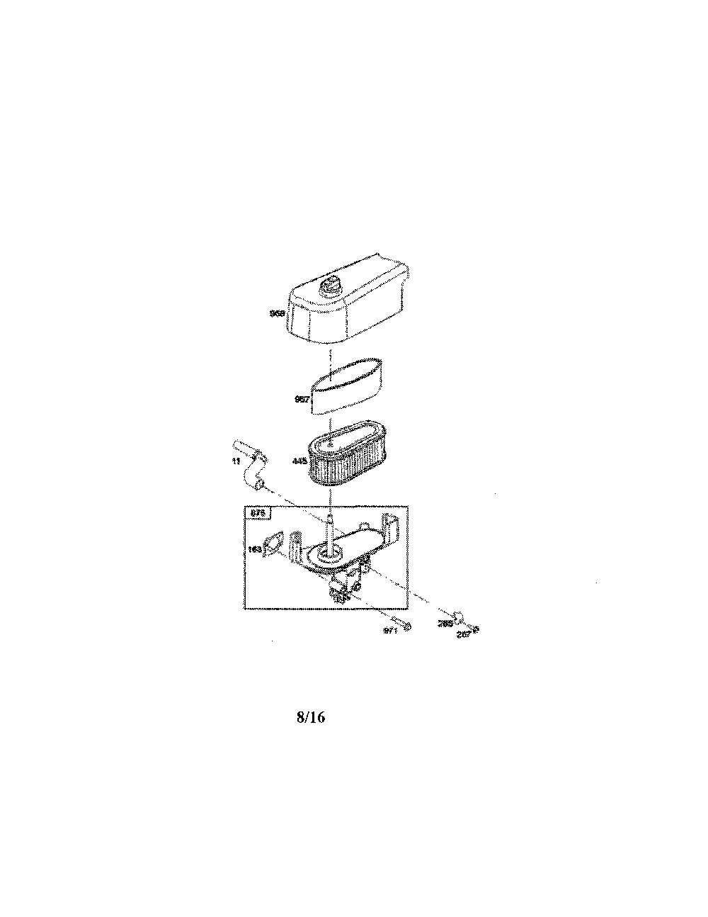 Air cleaner Diagram and Parts List for  MTD Lawn Mower