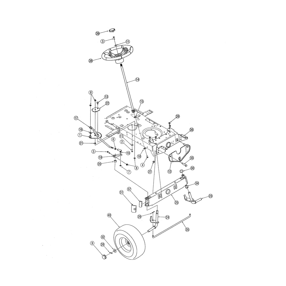 Steering Diagram and Parts List for  MTD Lawn Tractor