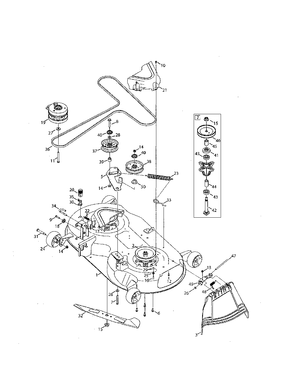 Mower deck/spindle Diagram and Parts List for  MTD Lawn Mower