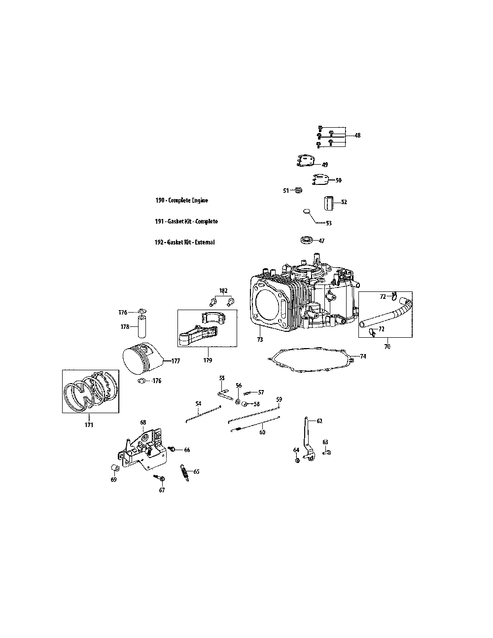 Crankcase Diagram and Parts List for  MTD Engine