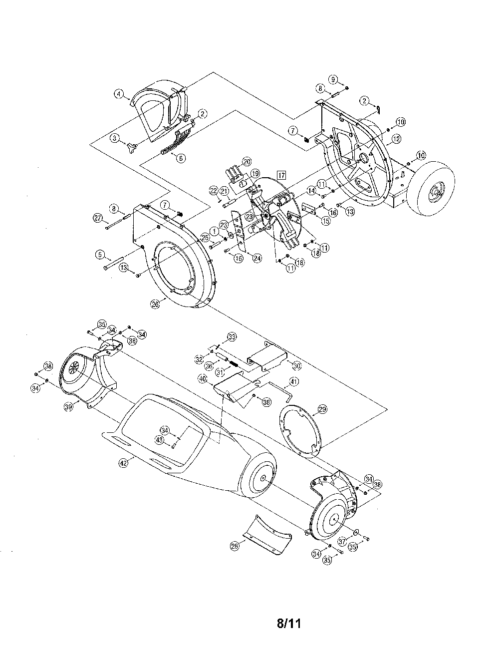 Hopper assy/chute deflector Diagram and Parts List for  MTD Chipper Shredder