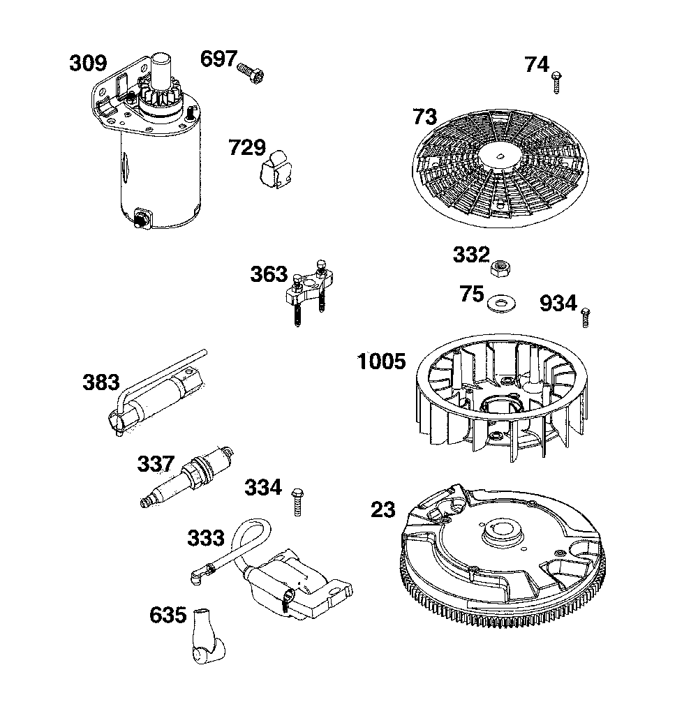 Flywheel/ignition/starter Diagram and Parts List for  MTD Lawn Mower