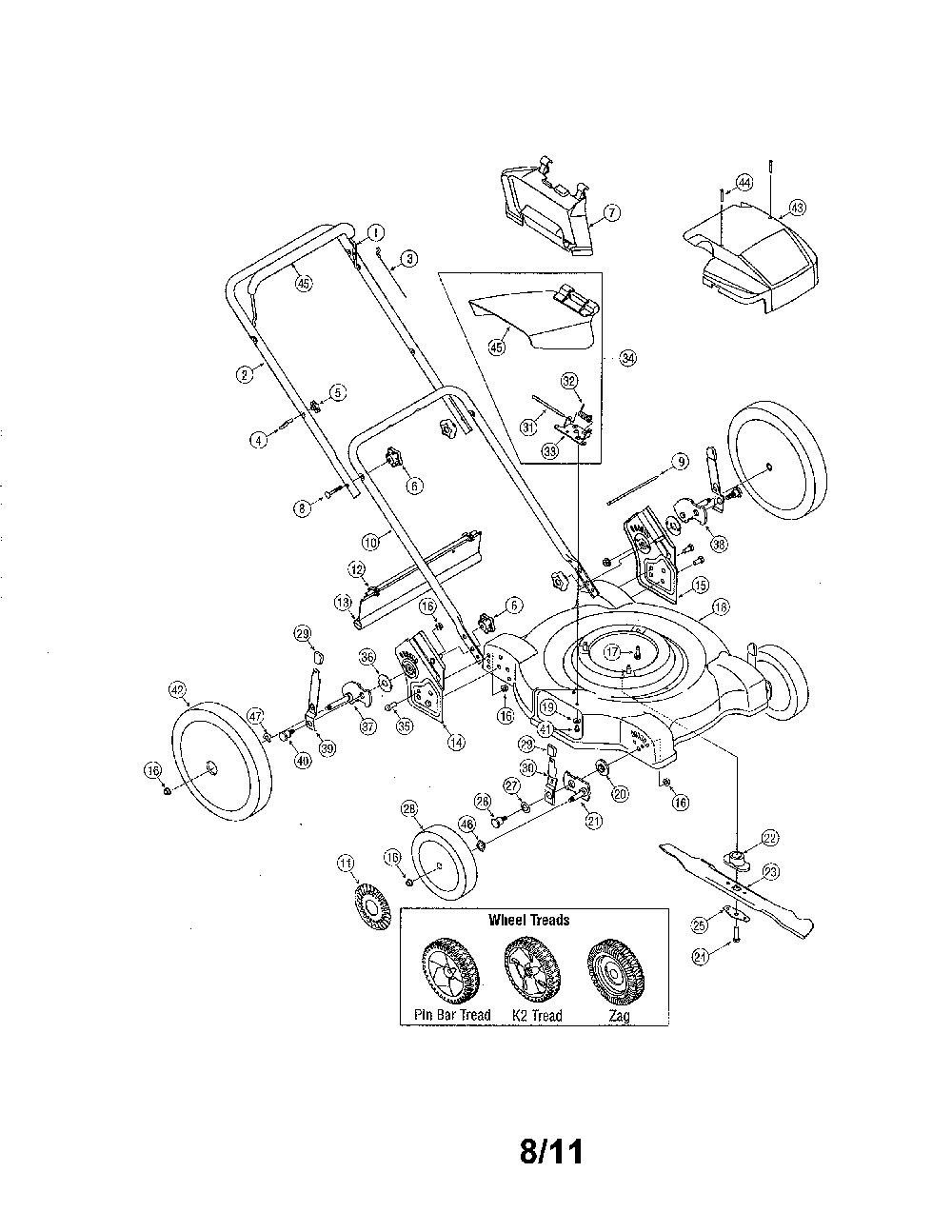 Lawn mower Diagram and Parts List for  MTD Lawn Mower