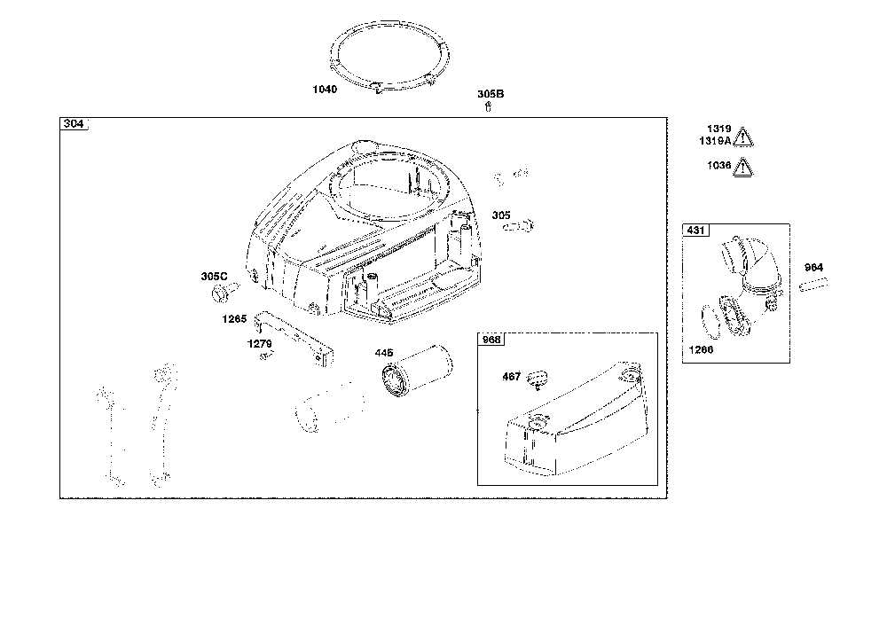 Blower housing/air cleaner Diagram and Parts List for  MTD Lawn Tractor
