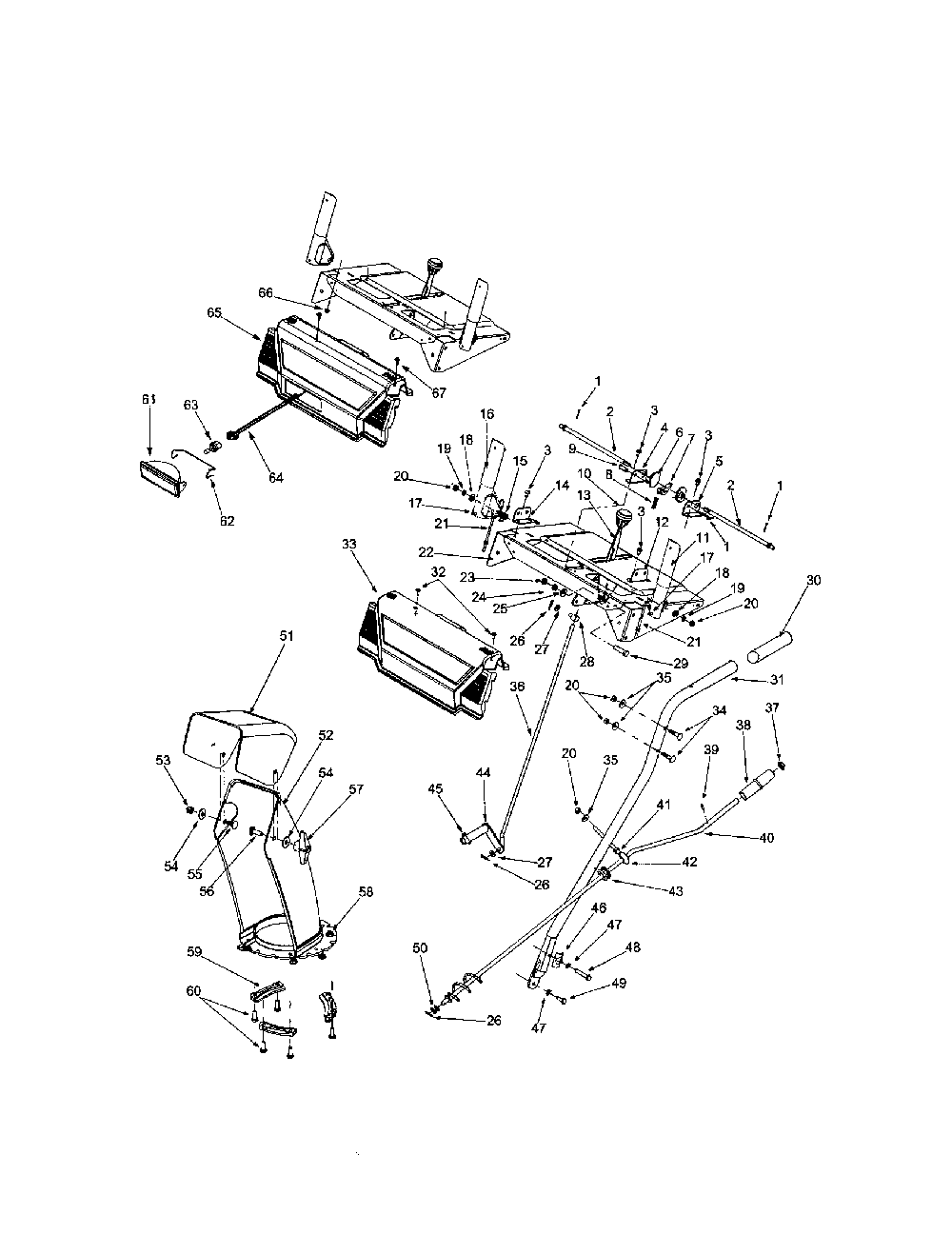 Handle/panel/shift rod/chute Diagram and Parts List for  MTD Snow Blower
