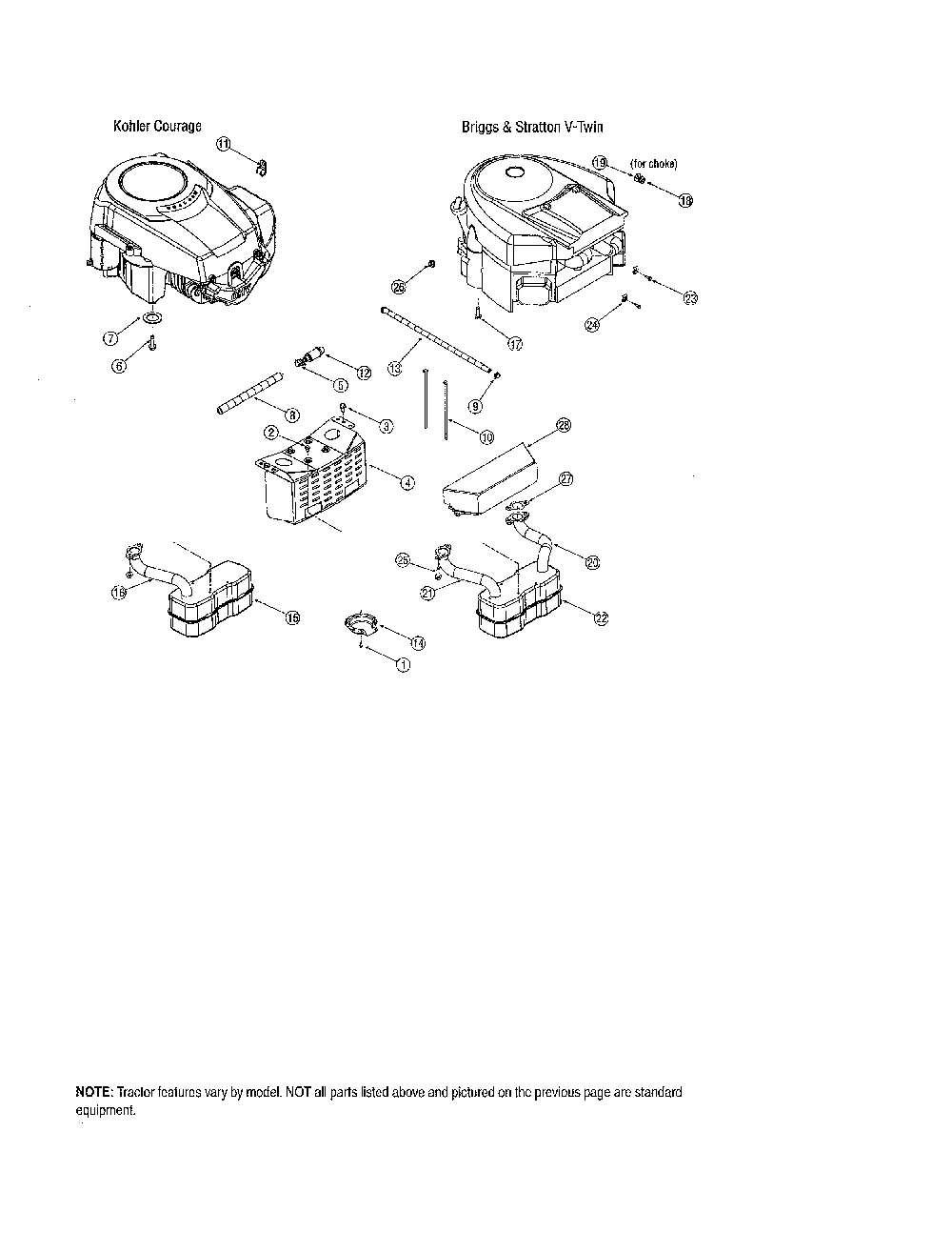 Engines Diagram and Parts List for  MTD Lawn Tractor