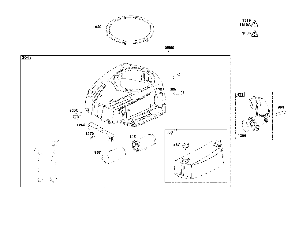 Blower housing/air cleaner Diagram and Parts List for  MTD Lawn Tractor