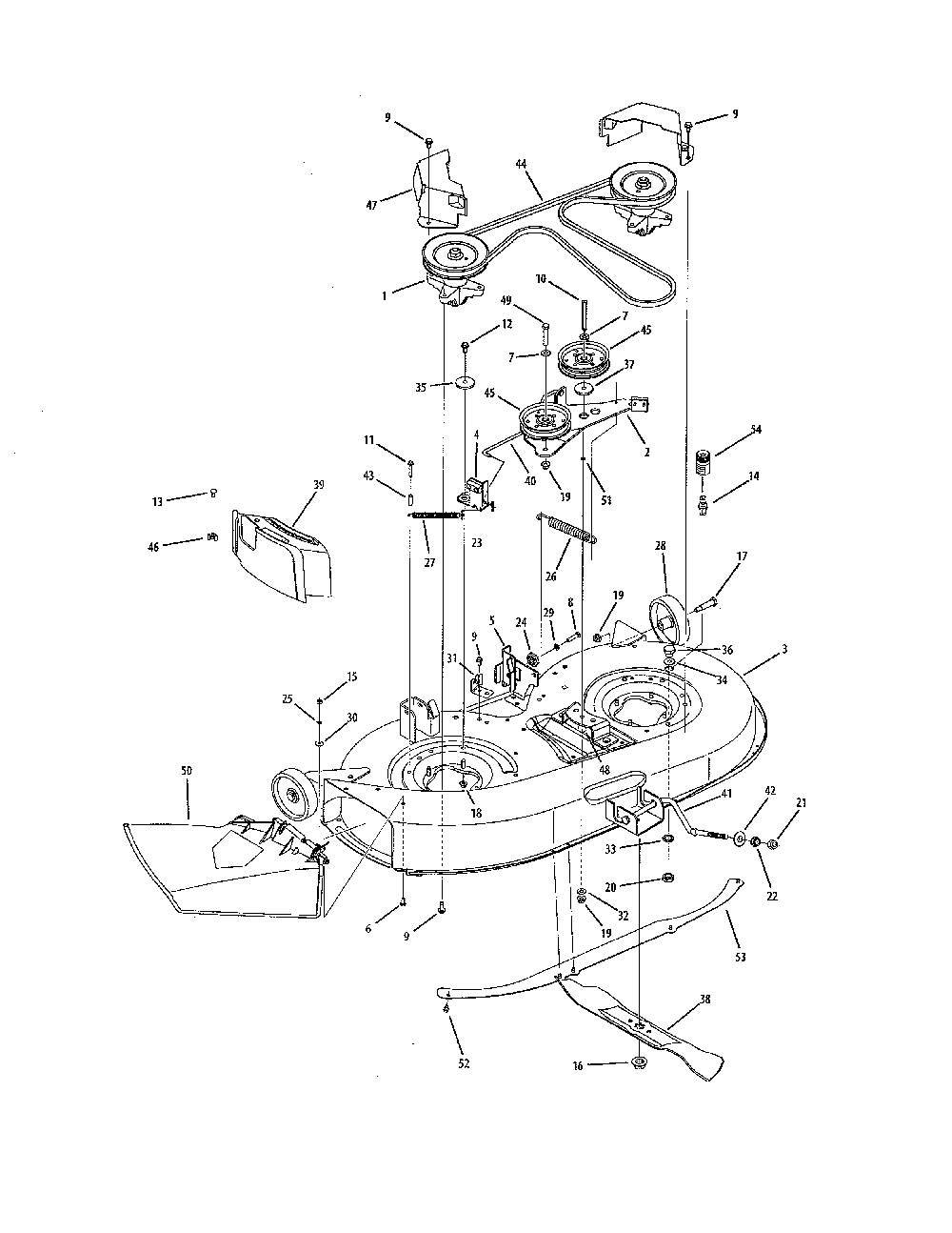 42" deck Diagram and Parts List for  MTD Lawn Tractor