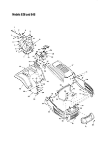 Hood/Grille 4 Diagram and Parts List for THRU 828 MTD Lawn Tractor