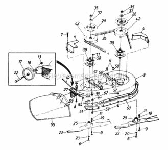 Deck_AssemblyBlades Diagram and Parts List for 1996 MTD Lawn Tractor