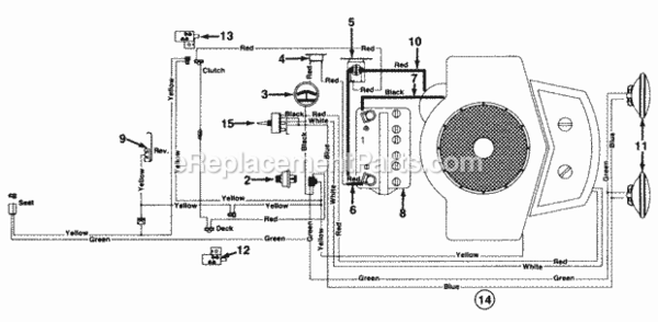 Electrical Diagram and Parts List for GT1850 MTD Lawn Tractor