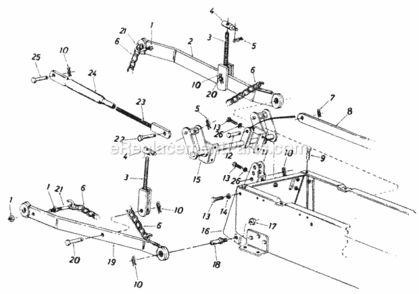 Three_Point_Hitch Diagram and Parts List for GT1850 MTD Lawn Tractor