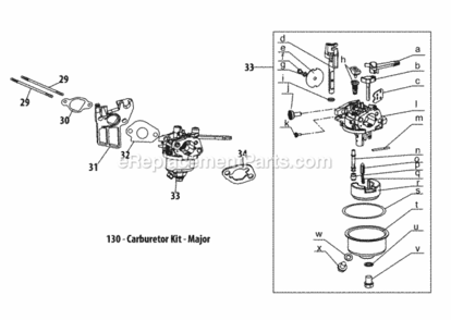 Part Location Diagram of 951-05021 MTD Carburetor Assembl