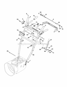 Page J Diagram and Parts List for 2014 MTD Snow Blower