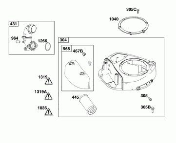 Blower housing & air cleaner Diagram and Parts List for  MTD Lawn Tractor